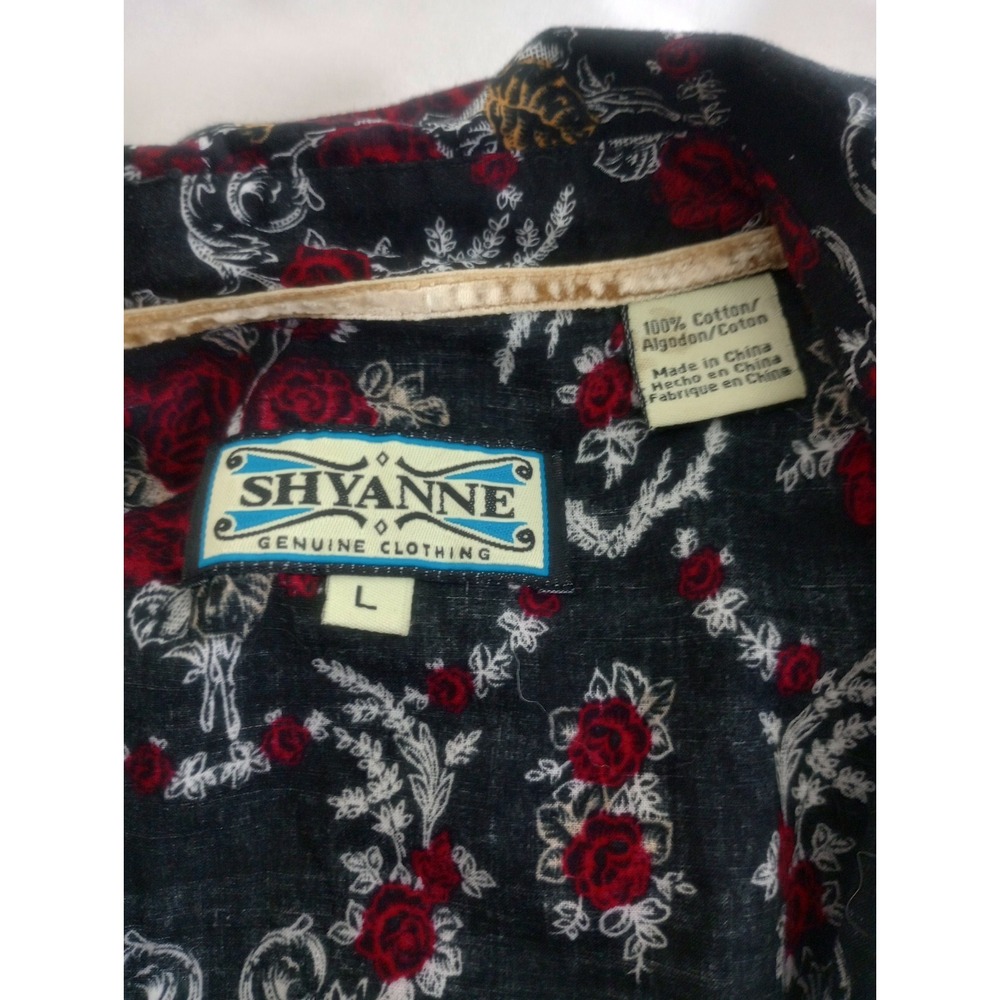Shyanne Western Shirt Womens L Black Pearl Snap Western Whimsigoth Cowgirl Rodeo - Picture 9 of 10